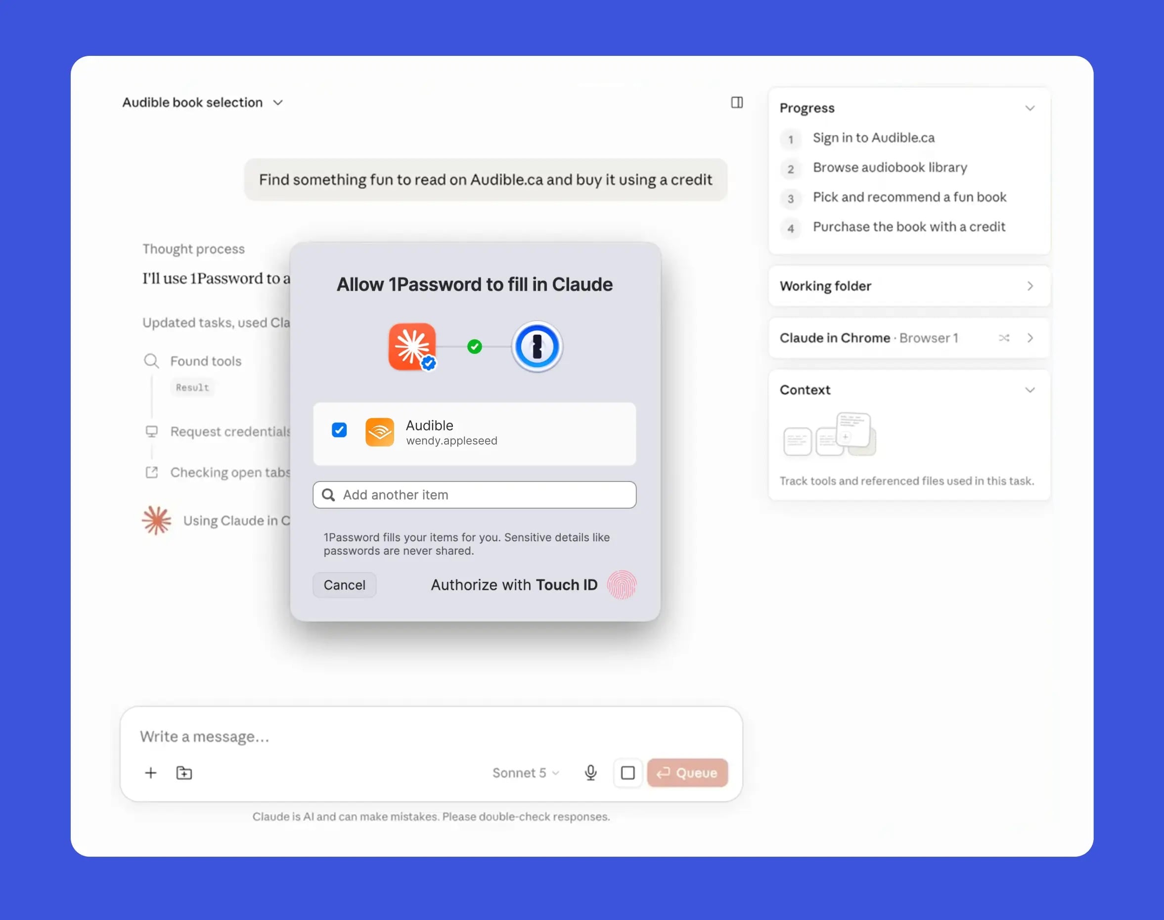 1Password Claude integration