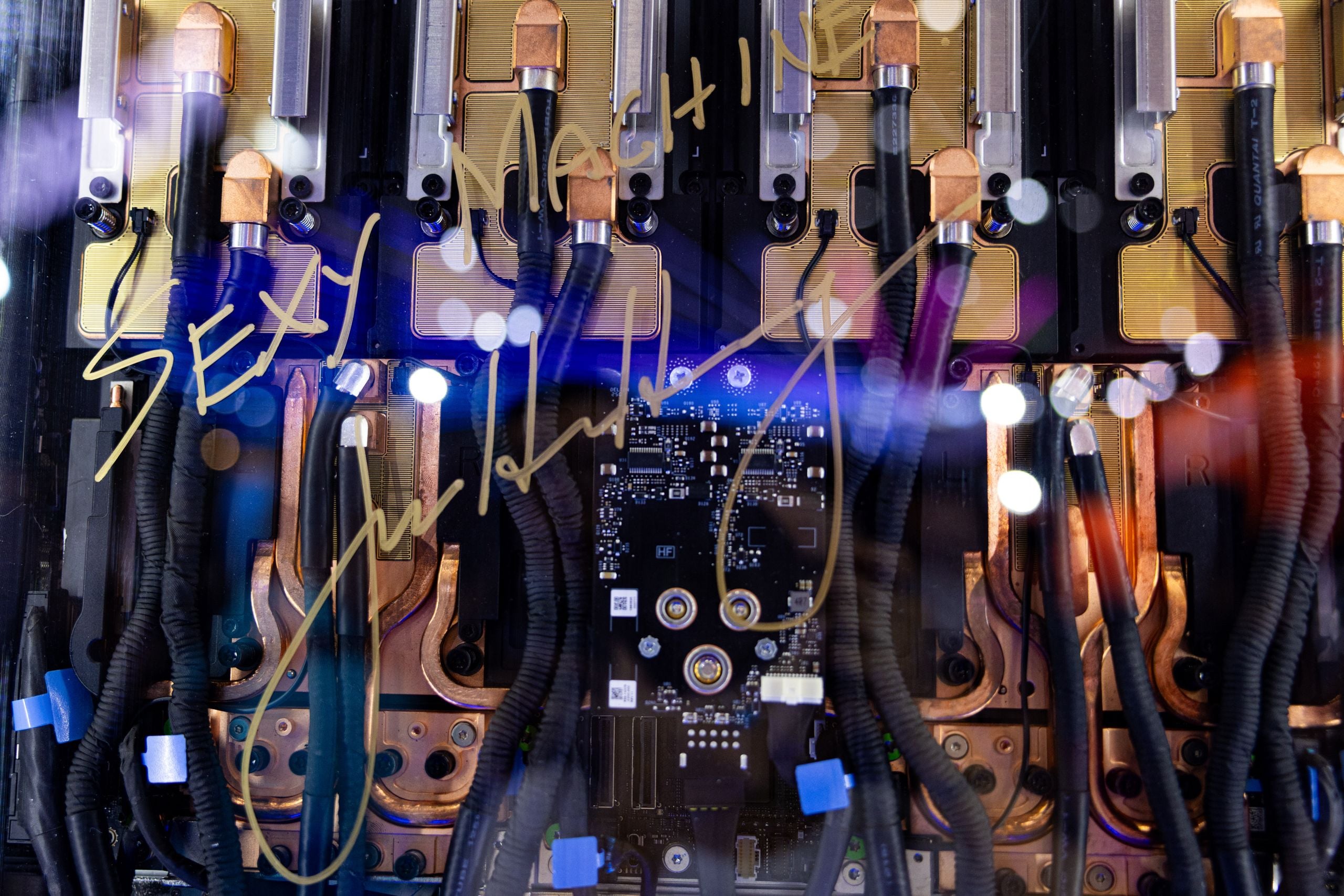 Nvidia GB300 NVL72 AI server hardware on display at a trade show booth.