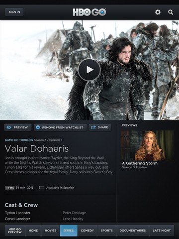 HBO iOS App Version 2.1