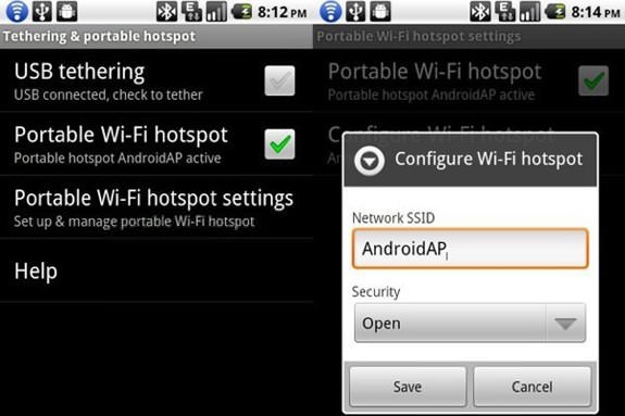 Android 2.2 usb tethering hotspot