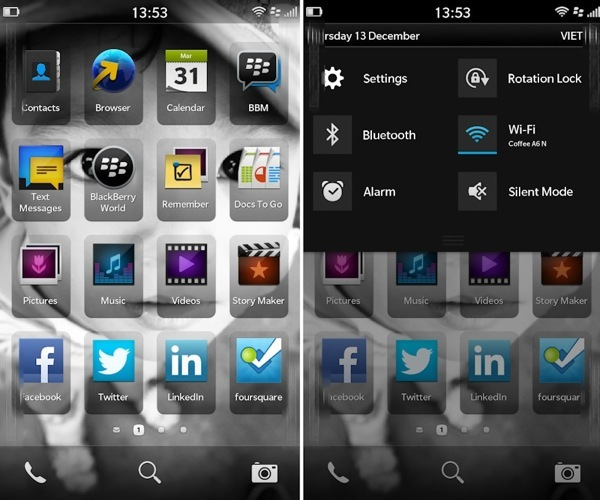 BlackBerry 10 home screen