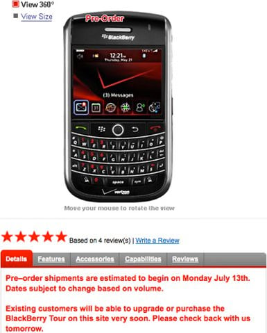 BlackBerry Tour Verizon Upgrade