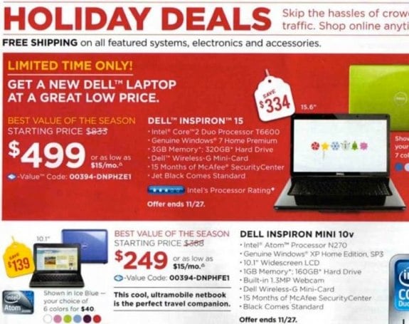 Dell Black Friday 2009 ad