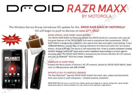 Droid RAZR MAXX Android 4.0 update