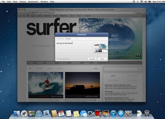 Facebook Mountain Lion integration