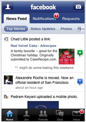 Facebook for iPhone version 2