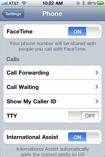 iPhone FaceTime Setting