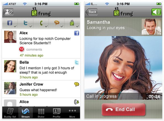 Fring Skype video calls