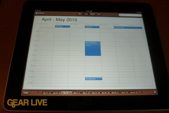 iPad calendar app