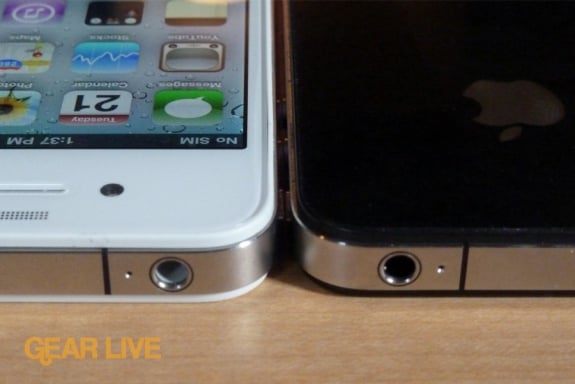 Black And White 4. White iPhone 4 audio port vs