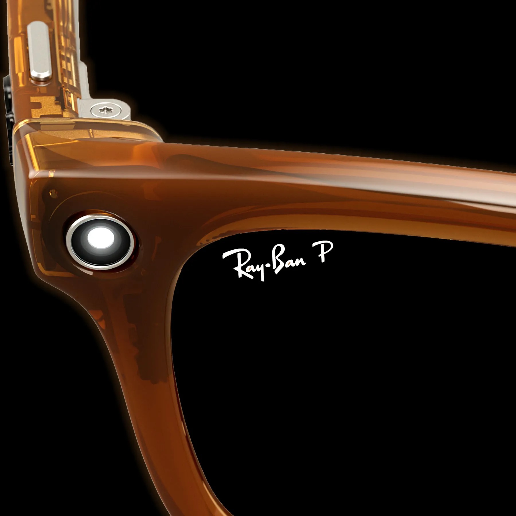 Meta Ray-Ban smart glasses showing the camera and capture LED