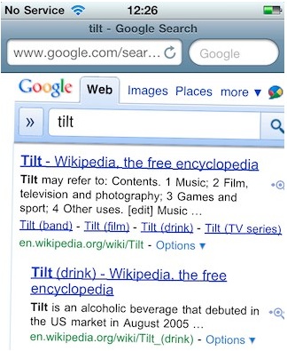 Google tilt iphone search