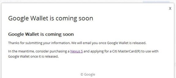 google wallet citi nexus s