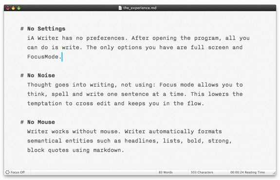 iA Writer 1.3 Mac Mountain Lion