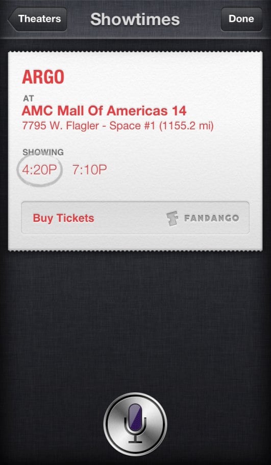 Siri Buying Movie Tickets