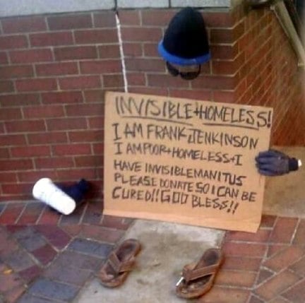 Invisible homeless costume