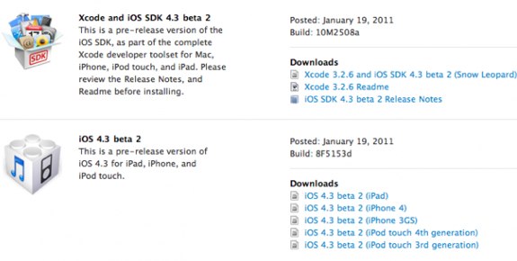 ios 4.3 beta 1