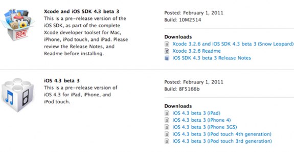 iOS 4.3 beta 3 8f5166b