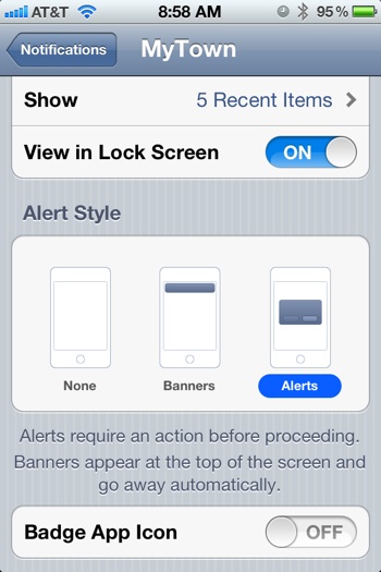 iOS 5 pop-up alerts