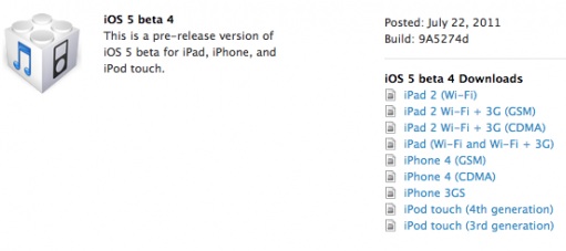 ios 5 beta 4 9a5274d