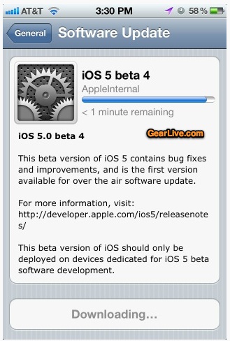 iOS 5 OTA update