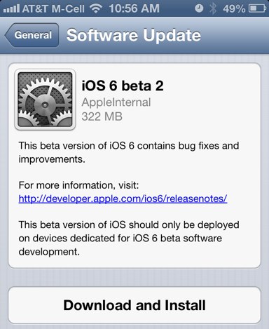 iOS 6 beta 2