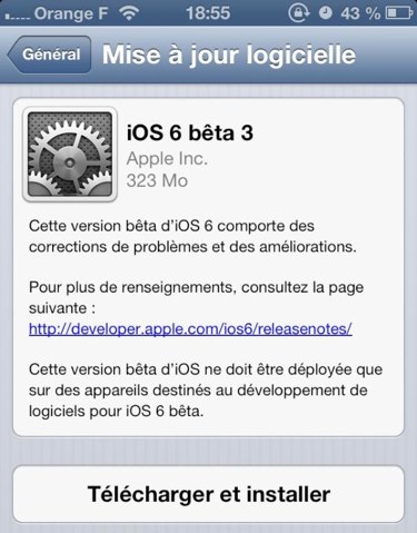 iOS 6 beta 3 french