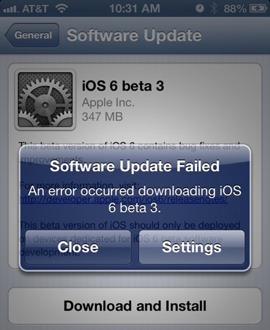 iOS 6 beta 3 update bugs