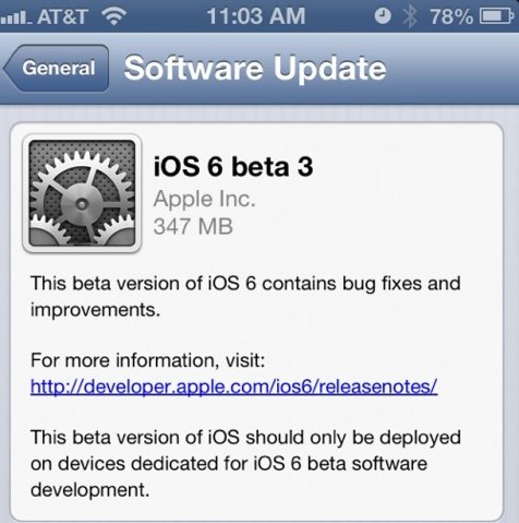 iOS 6 beta 3 download