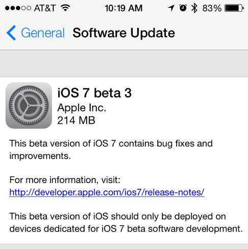 iOS 7 beta 3 download