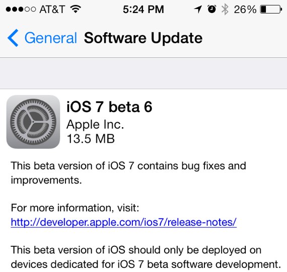 iOS 7 beta 6 download