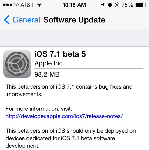 iOS 7.1 beta 5 download