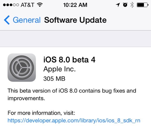 iOS 8 beta 4 download