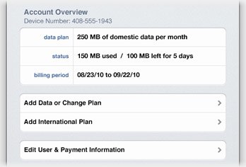 iPad AT&T 3G Account Overview