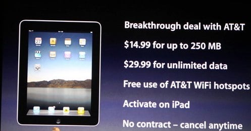 iPad AT&T pricing