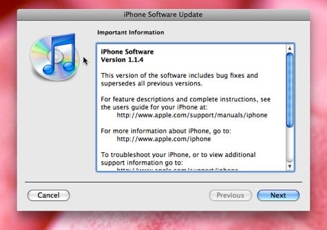 iPhone 1.1.4 firmware