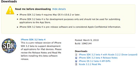 iPHone OS 3.2 beta 4