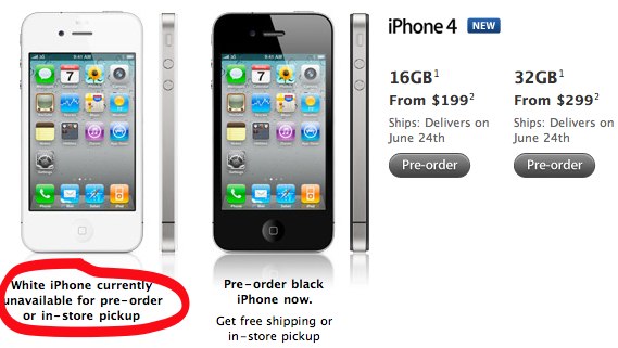 iphone 4 white. White iPhone 4 delayed