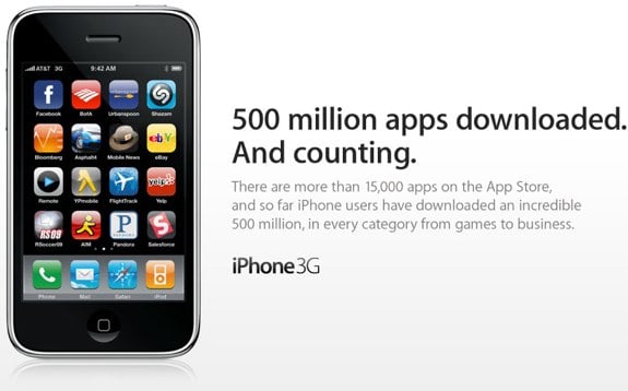 iPhone 500 million downloads