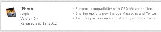 iPhoto 9.4 update shared photo streams