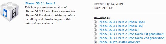 iPhone OS 3.1 beta 