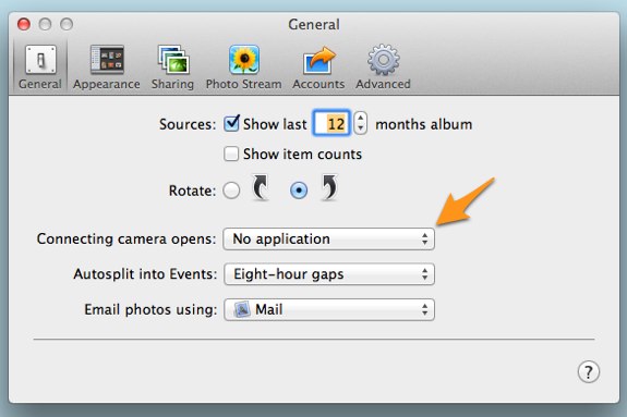 iPhoto general settings