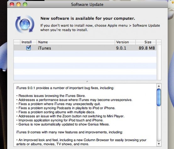 iTunes 9.0.1