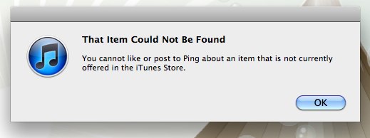 Apple Ping error itunes