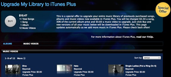 iTunes Plus upgrade