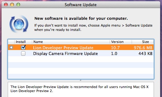 Lion Developer Preview 2 Update