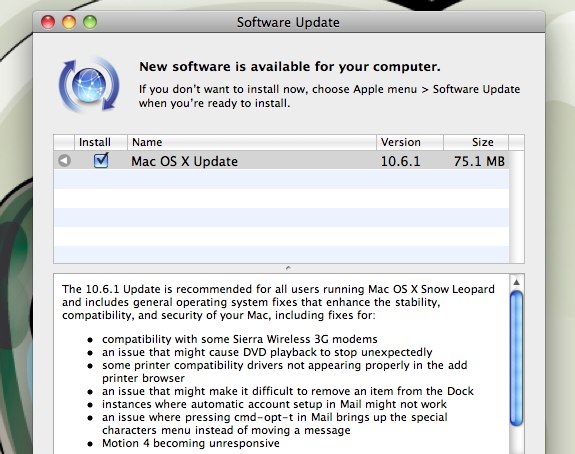 Mac OS X 10.6.1 Snow Leopard