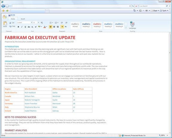 Microsoft Word 2010 web app