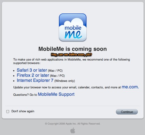 MobileMe browser help
