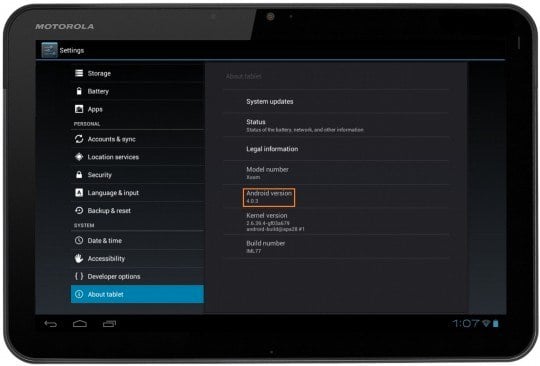 Motorola Xoom Android 4.0.3